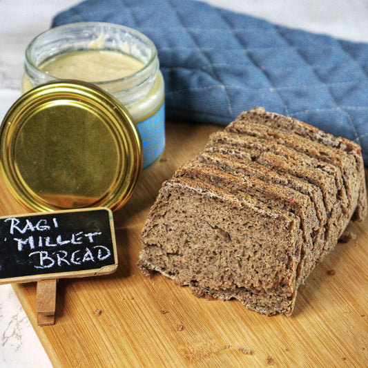 [Instant Delivery] Ragi Millet Bread - Half Loaf 300g | Made from Organic Finger Millet & Whole Wheat | Freshly Baked