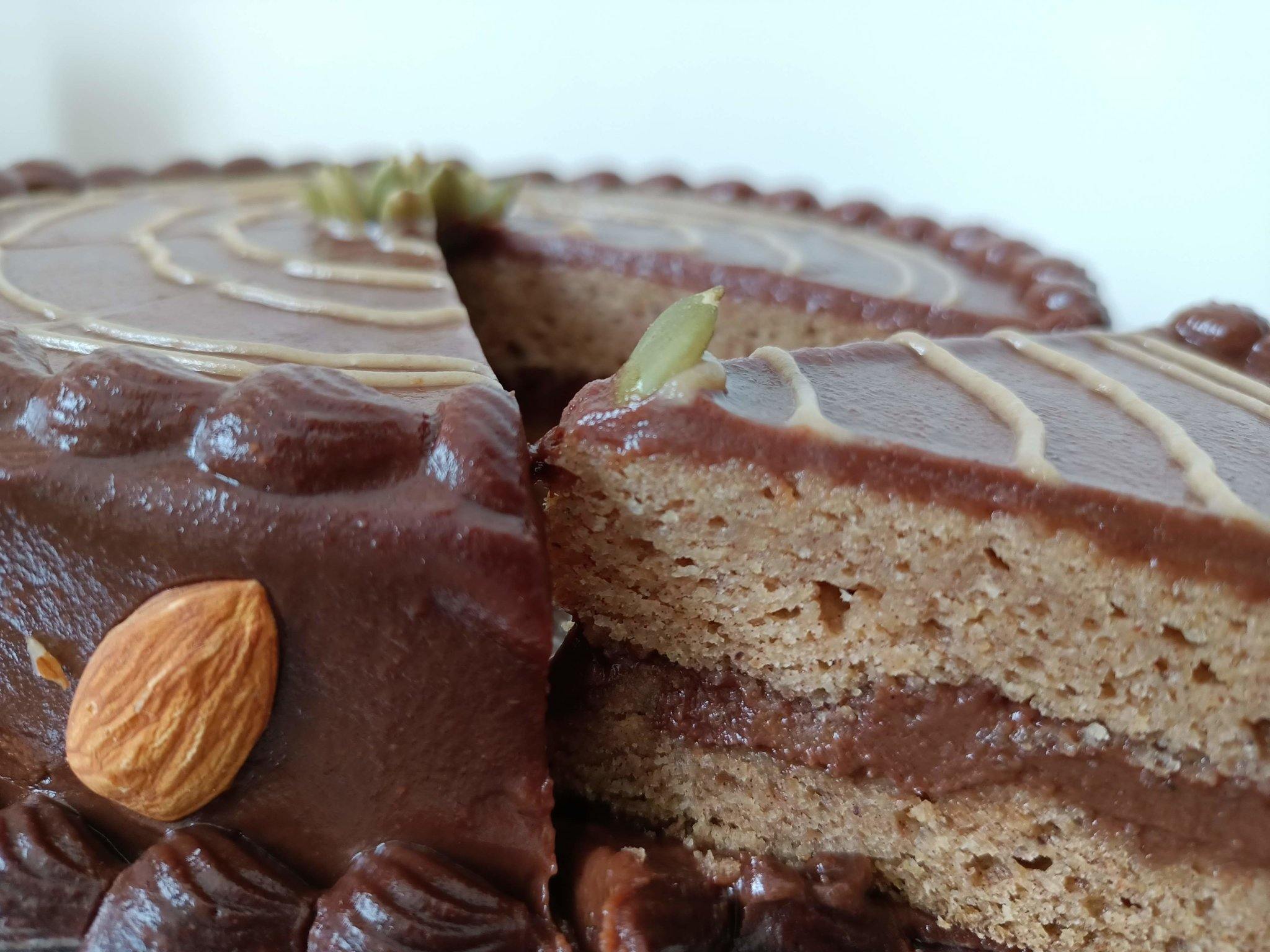 Chocolate Cake With Almond Butter Frosting (600g) - Sampoorna Ahara - Healthy Food, Food Delivery, Food Order Online, Healthy Snacks, Healthy Breakfast, Sourdough Breads, Sugar-free Desserts