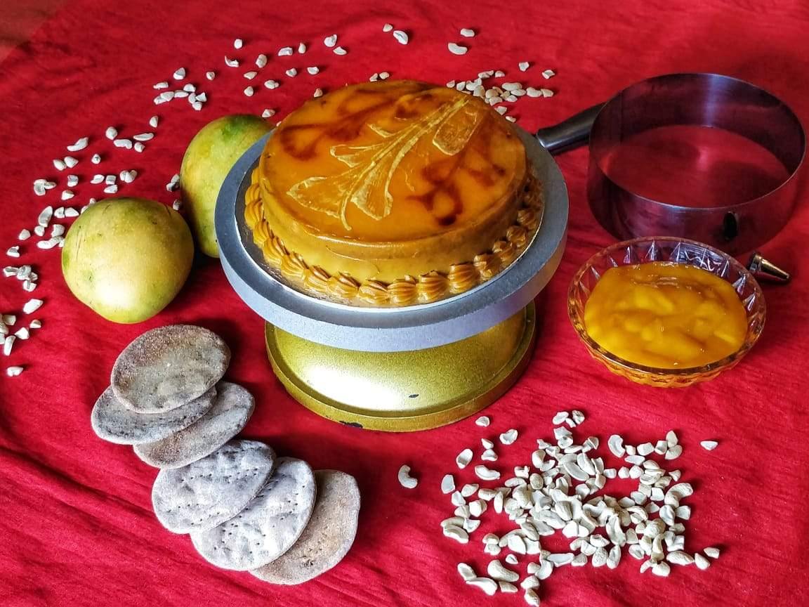 Mango and Cashew Cake -Summer Special! (600g) - Sampoorna Ahara - Healthy Food, Food Delivery, Food Order Online, Healthy Snacks, Healthy Breakfast, Sourdough Breads, Sugar-free Desserts