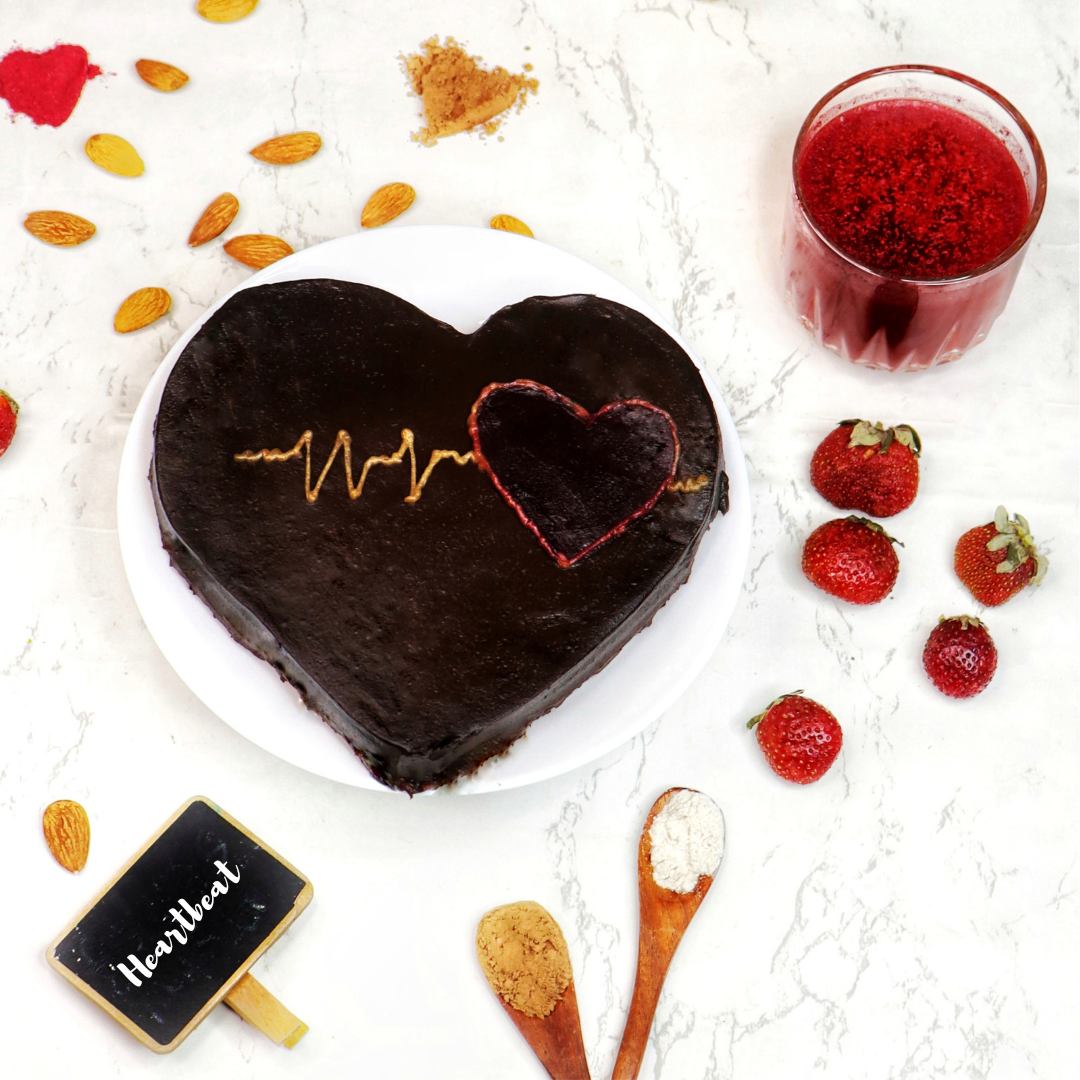 Heartbeat Cake with Chocolate Almond Butter Frosting