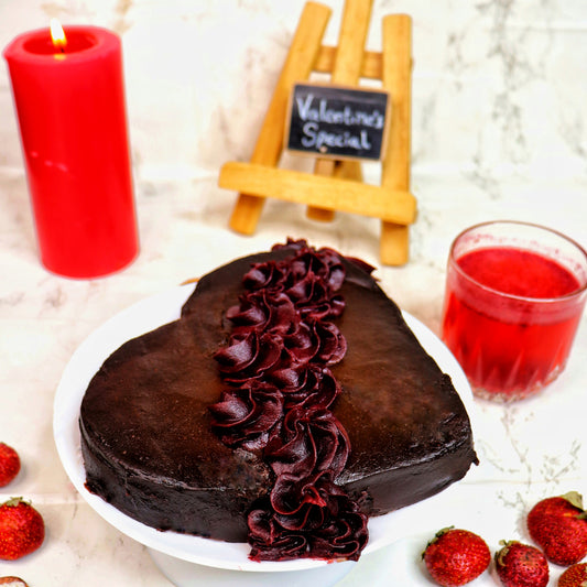 Rose Heart Cake With Deep Red Chocolate Cream Roses