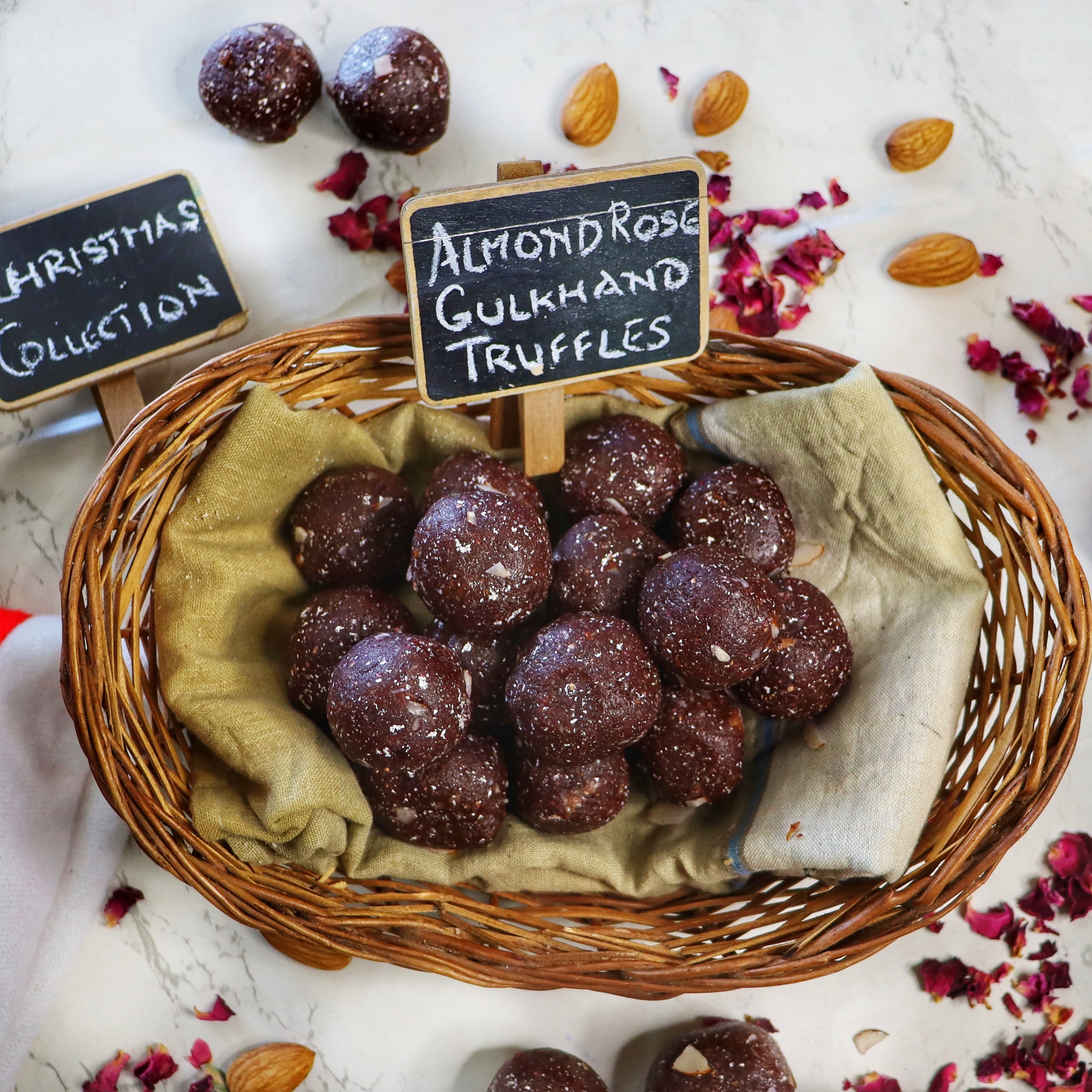 Almond Rose Gulkhand Truffles | Christmas Gift Boxes | Sugar-free, Gluten-free & Plant-based