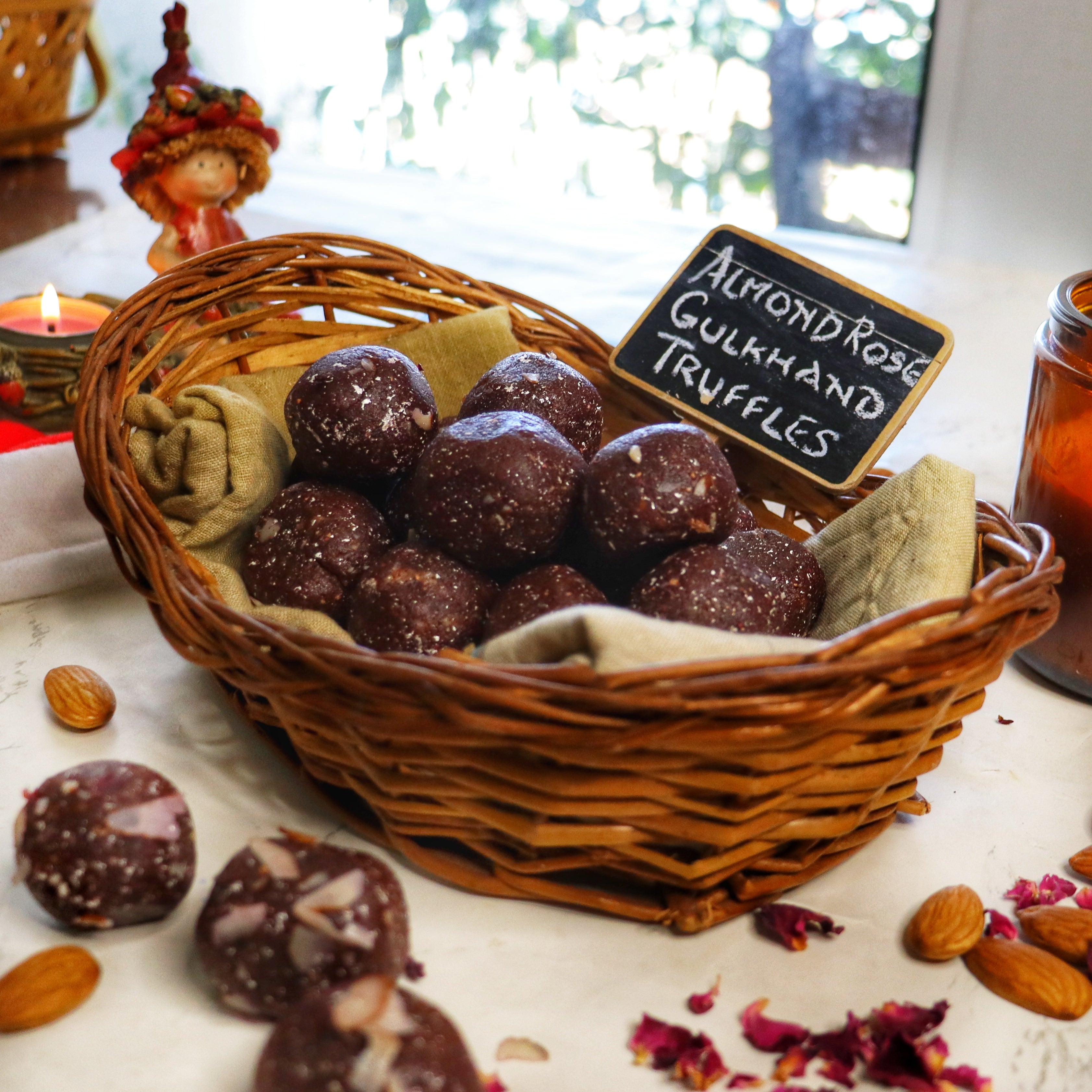 Almond Rose Gulkhand Truffles | Christmas Gift Boxes | Sugar-free, Gluten-free & Plant-based