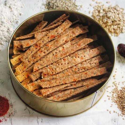 [Instant Delivery] Oats n Seeds Masala Crackers | Crunchy & Delicious | Oil-free, Baked not Fried