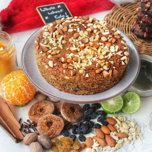 Gluten-Free Plum Cake - Rich Fruit & Nut Christmas Cake | Bangalore Only | Fruit Sweetened, Alcohol-free, Plant-based | 550g