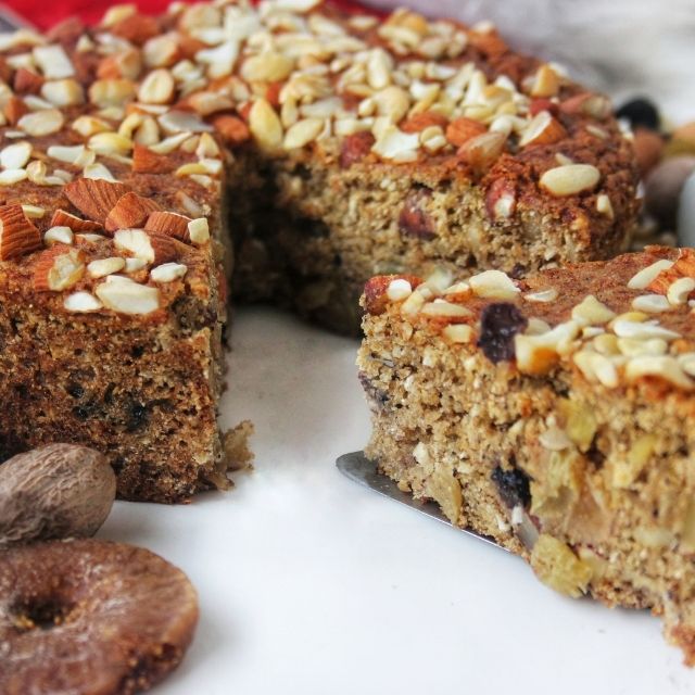 Gluten-Free Plum Cake - Rich Fruit & Nut Christmas Cake | Bangalore Only | Fruit Sweetened, Alcohol-free, Plant-based | 550g