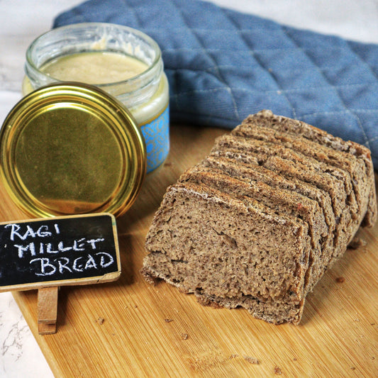 Ragi Millet Bread - Half Loaf 300g | Made from Organic Finger Millet & Whole Wheat | Freshly Baked