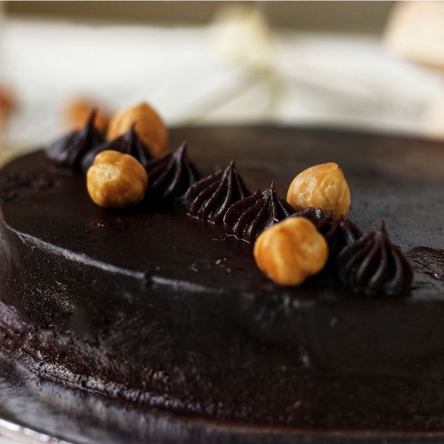 Roasted Hazelnut and Dark Chocolate Iced Cake