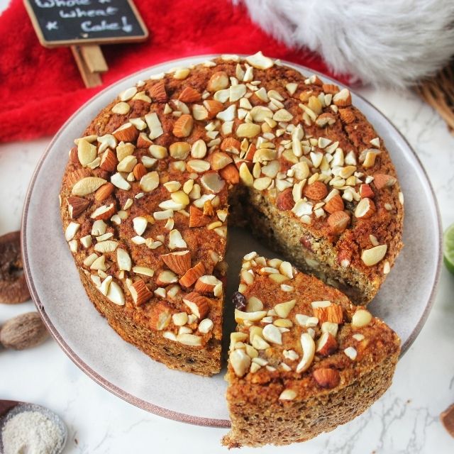 Plant-based Plum Cake - Rich Fruit & Nut Christmas Cake | Bangalore Only | Whole Wheat, Fruit Sweetened, Alcohol-free | 550g