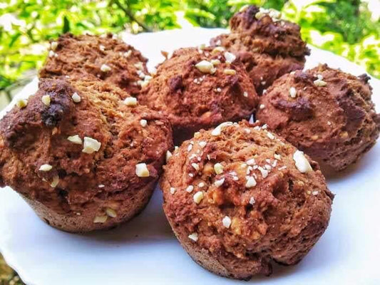 Fudgy Banana and Nut Muffins - Limited sale (6 muffins - 480g) - Sampoorna Ahara - Healthy Food, Food Delivery, Food Order Online, Healthy Snacks, Healthy Breakfast, Sourdough Breads, Sugar-free Desserts
