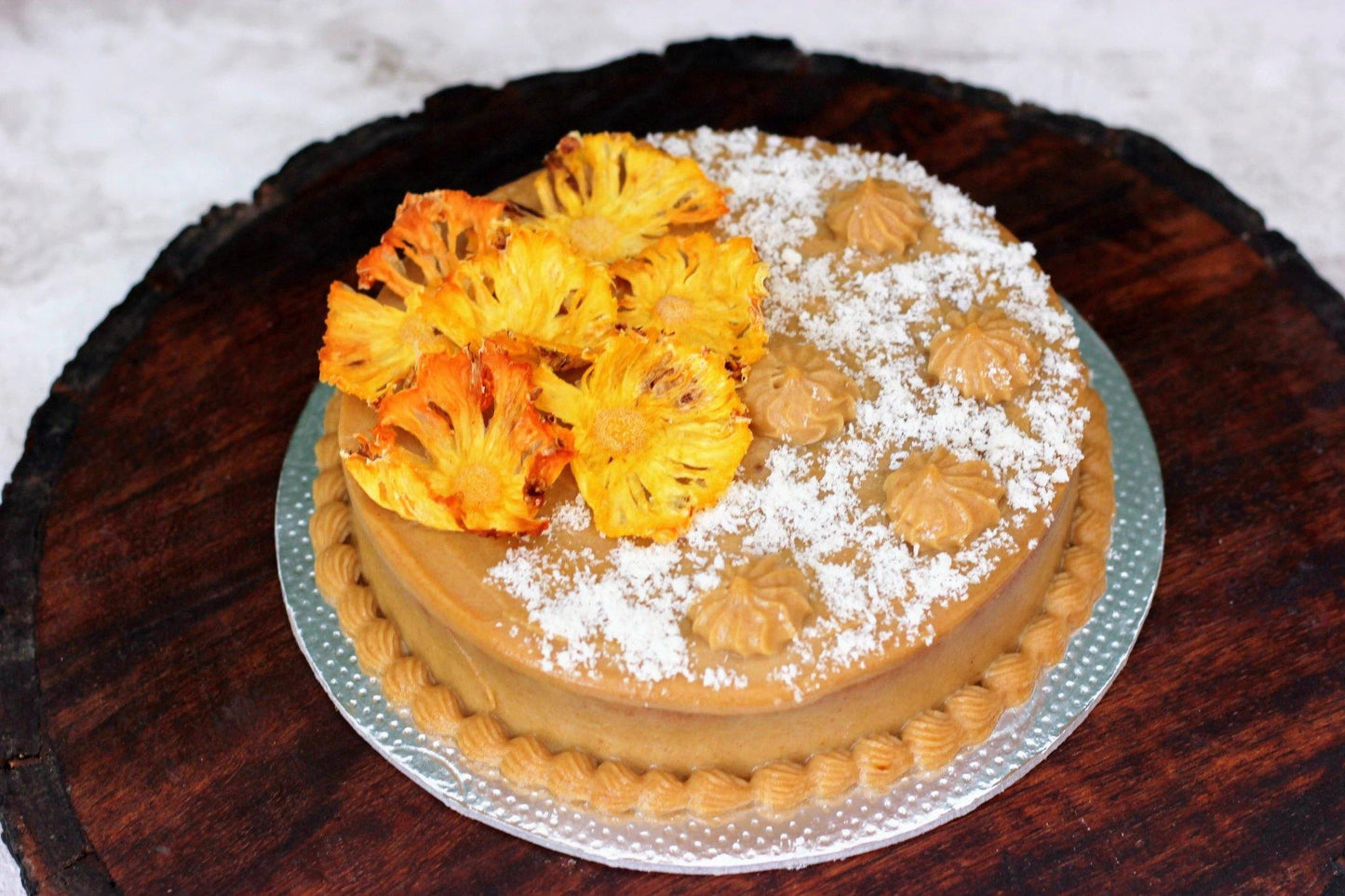 New! Punchy Pineapple, Cashew and Coconut Floral Cake - 600g - Sampoorna Ahara - Healthy Food, Food Delivery, Food Order Online, Healthy Snacks, Healthy Breakfast, Sourdough Breads, Sugar-free Desserts